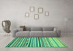 Machine Washable Oriental Turquoise Modern Area Rugs in a Living Room,, wshabs2250turq