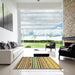 Square Abstract Golden Brown Yellow Oriental Rug in a Living Room, abs2250