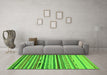 Machine Washable Oriental Green Modern Area Rugs in a Living Room,, wshabs2250grn