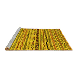 Sideview of Machine Washable Oriental Yellow Modern Rug, wshabs2251yw