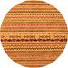 Round Machine Washable Oriental Orange Modern Area Rugs, wshabs2251org