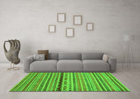 Machine Washable Oriental Green Modern Rug, wshabs2251grn