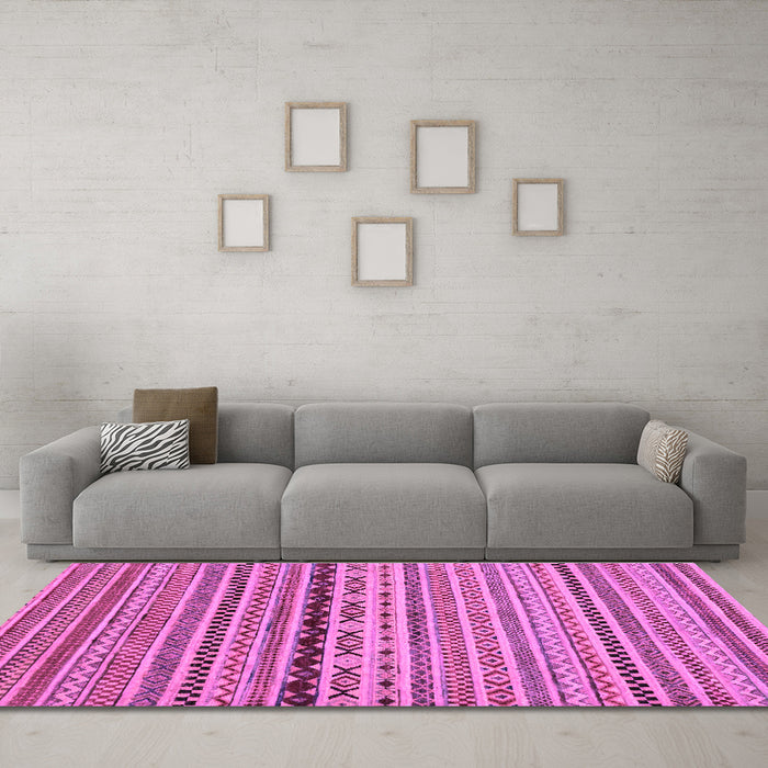 Machine Washable Oriental Purple Modern Area Rugs in a Living Room, wshabs2251pur