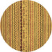 Round Machine Washable Oriental Brown Modern Rug, wshabs2251brn