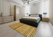 Machine Washable Abstract Deep Yellow Rug in a Bedroom, wshabs2251