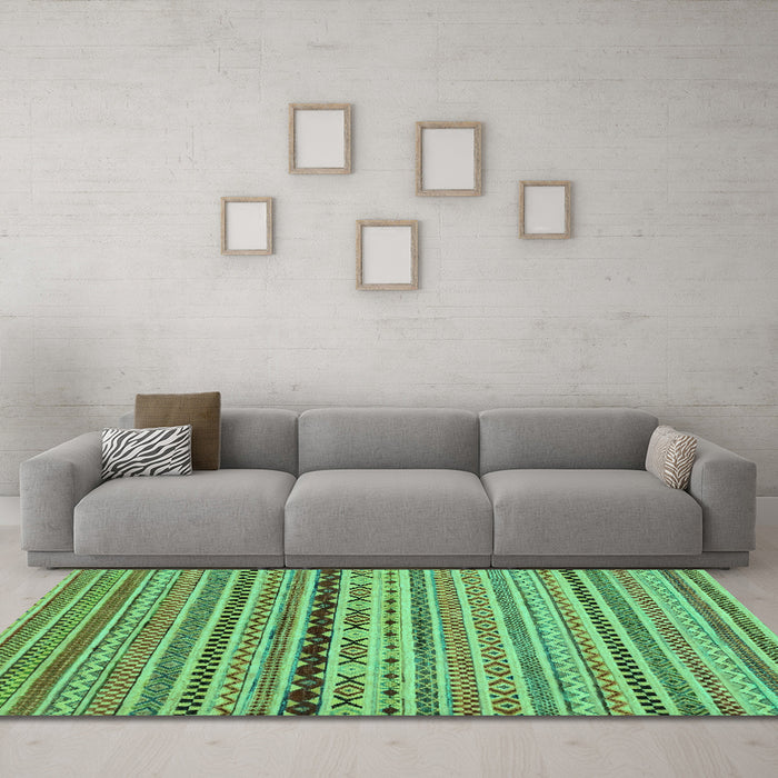 Machine Washable Oriental Turquoise Modern Area Rugs in a Living Room,, wshabs2251turq
