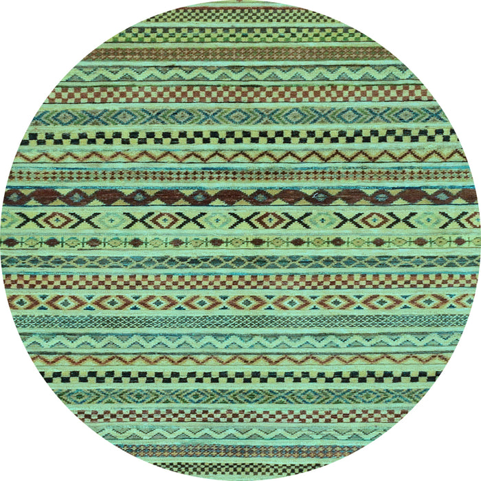 Round Machine Washable Oriental Light Blue Modern Rug, wshabs2251lblu