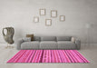 Machine Washable Oriental Pink Modern Rug in a Living Room, wshabs2251pnk