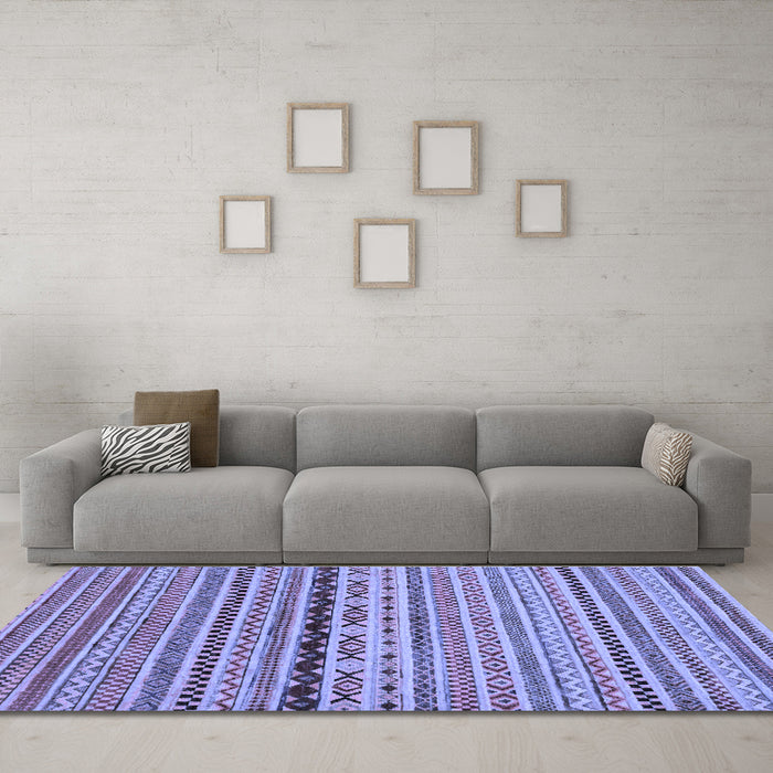 Machine Washable Oriental Blue Modern Rug in a Living Room, wshabs2251blu