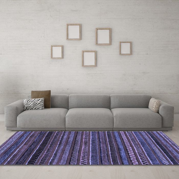 Machine Washable Oriental Blue Modern Rug in a Living Room, wshabs2252blu