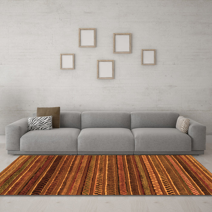 Machine Washable Oriental Orange Modern Area Rugs in a Living Room, wshabs2252org