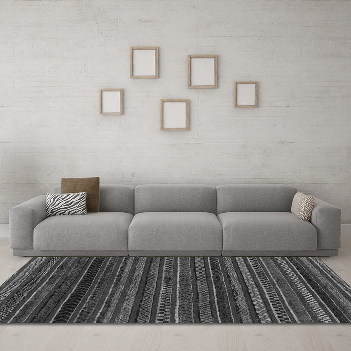 Machine Washable Oriental Gray Modern Rug in a Living Room,, wshabs2252gry