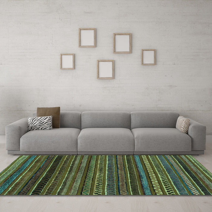Machine Washable Oriental Light Blue Modern Rug in a Living Room, wshabs2252lblu