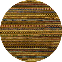 Round Abstract Red Brown Oriental Rug, abs2252