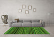 Machine Washable Oriental Green Modern Area Rugs in a Living Room,, wshabs2252grn