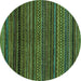 Round Oriental Turquoise Modern Rug, abs2252turq