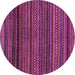 Round Machine Washable Oriental Purple Modern Area Rugs, wshabs2252pur