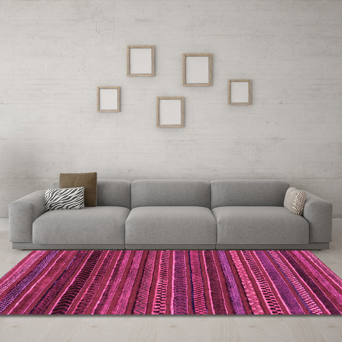 Machine Washable Oriental Pink Modern Rug in a Living Room, wshabs2252pnk