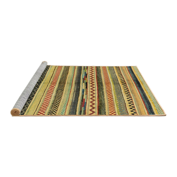 Sideview of Machine Washable Abstract Gen Brown Yellow Rug, wshabs2253