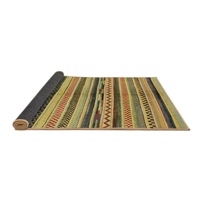 Sideview of Abstract Golden Brown Yellow Oriental Rug, abs2253