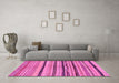 Machine Washable Oriental Pink Modern Rug in a Living Room, wshabs2253pnk