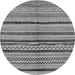 Round Machine Washable Oriental Gray Modern Rug, wshabs2253gry