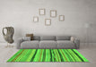 Machine Washable Oriental Green Modern Area Rugs in a Living Room,, wshabs2253grn