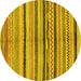 Round Oriental Yellow Modern Rug, abs2253yw