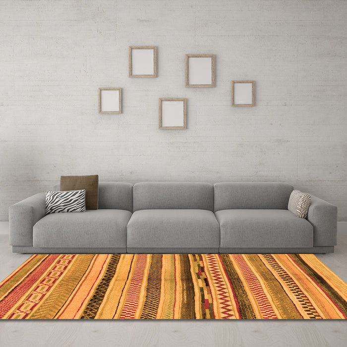Machine Washable Oriental Orange Modern Area Rugs in a Living Room, wshabs2253org