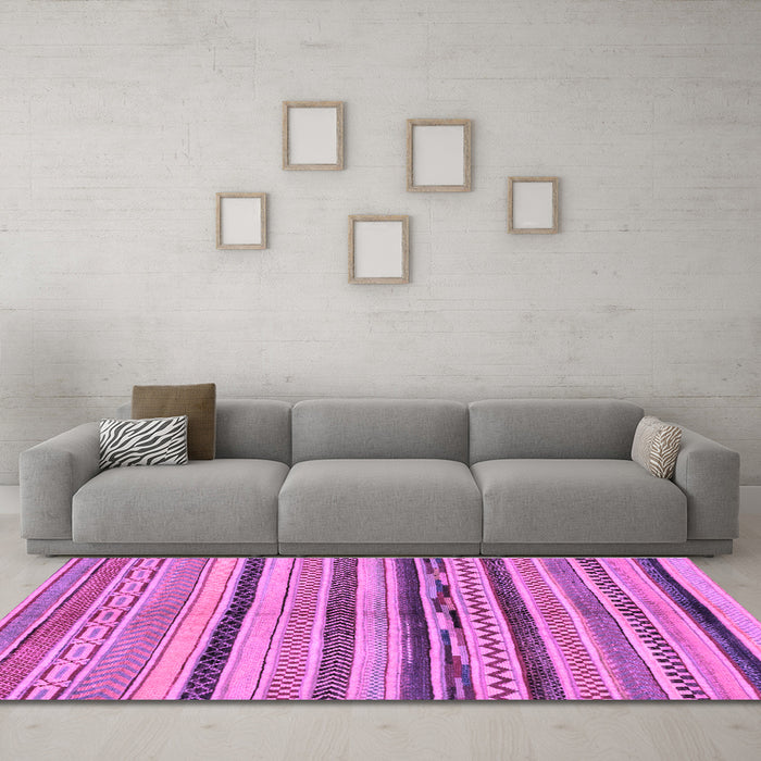 Machine Washable Oriental Purple Modern Area Rugs in a Living Room, wshabs2253pur