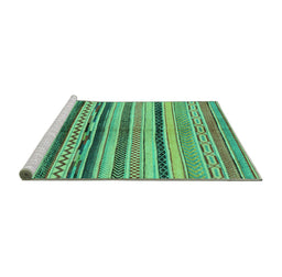 Sideview of Machine Washable Oriental Turquoise Modern Area Rugs, wshabs2253turq