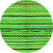 Round Machine Washable Oriental Green Modern Area Rugs, wshabs2253grn