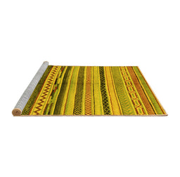 Sideview of Machine Washable Oriental Yellow Modern Rug, wshabs2253yw