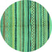 Round Oriental Turquoise Modern Rug, abs2253turq