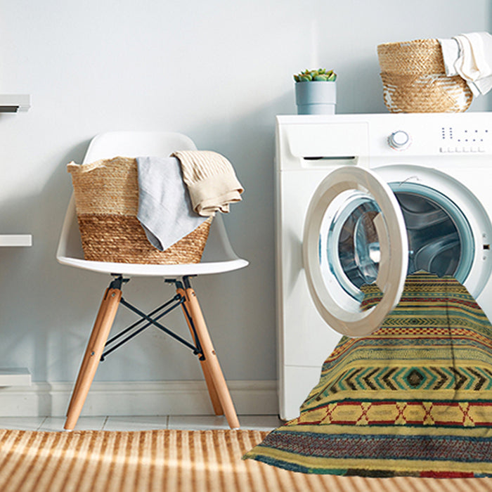 Machine Washable Abstract Dark Brown Rug in a Washing Machine, wshabs2254