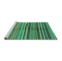 Sideview of Machine Washable Oriental Turquoise Modern Area Rugs, wshabs2254turq
