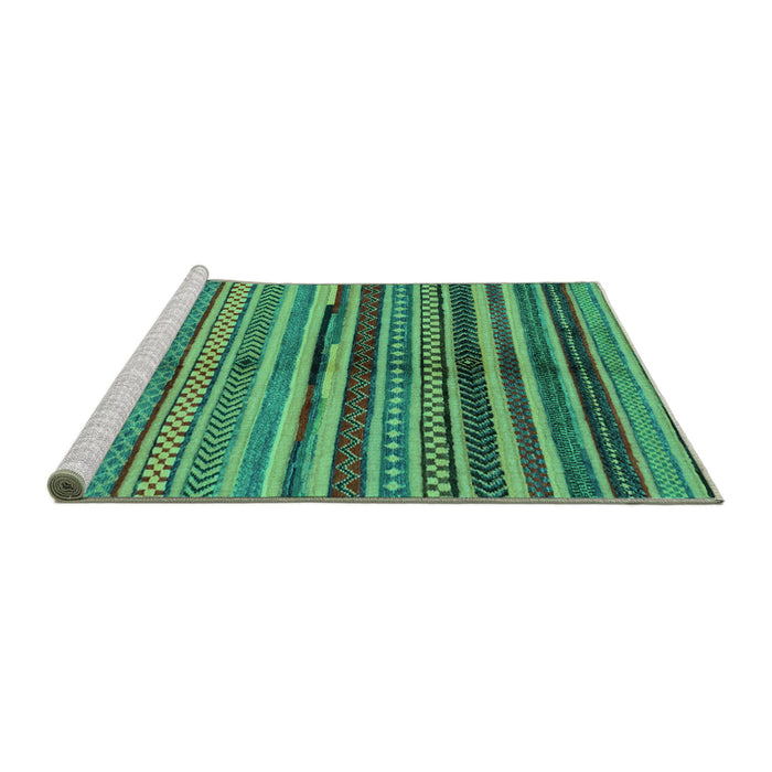 Sideview of Machine Washable Oriental Turquoise Modern Area Rugs, wshabs2254turq