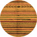 Round Machine Washable Oriental Orange Modern Area Rugs, wshabs2254org