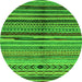 Round Machine Washable Oriental Green Modern Area Rugs, wshabs2254grn