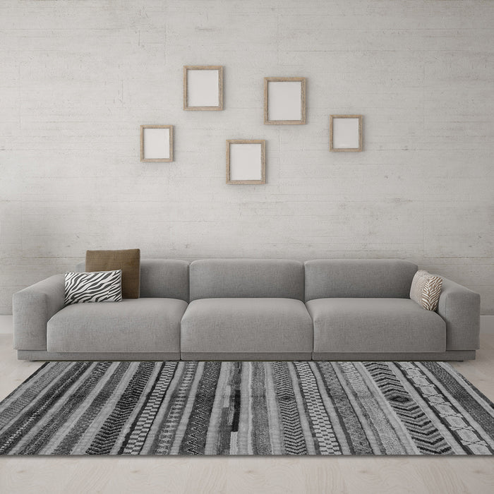 Machine Washable Oriental Gray Modern Rug in a Living Room,, wshabs2254gry