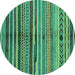 Round Oriental Turquoise Modern Rug, abs2254turq