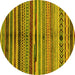 Round Oriental Yellow Modern Rug, abs2254yw