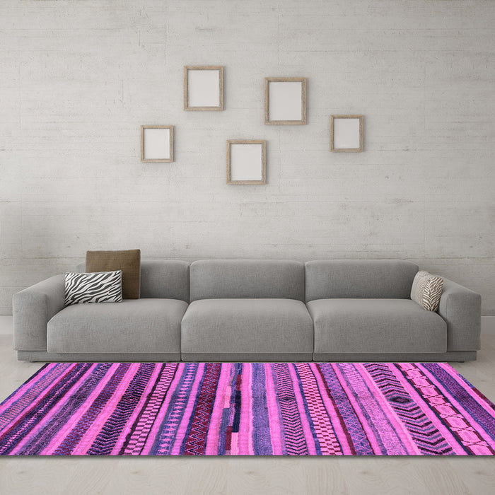 Machine Washable Oriental Purple Modern Area Rugs in a Living Room, wshabs2254pur
