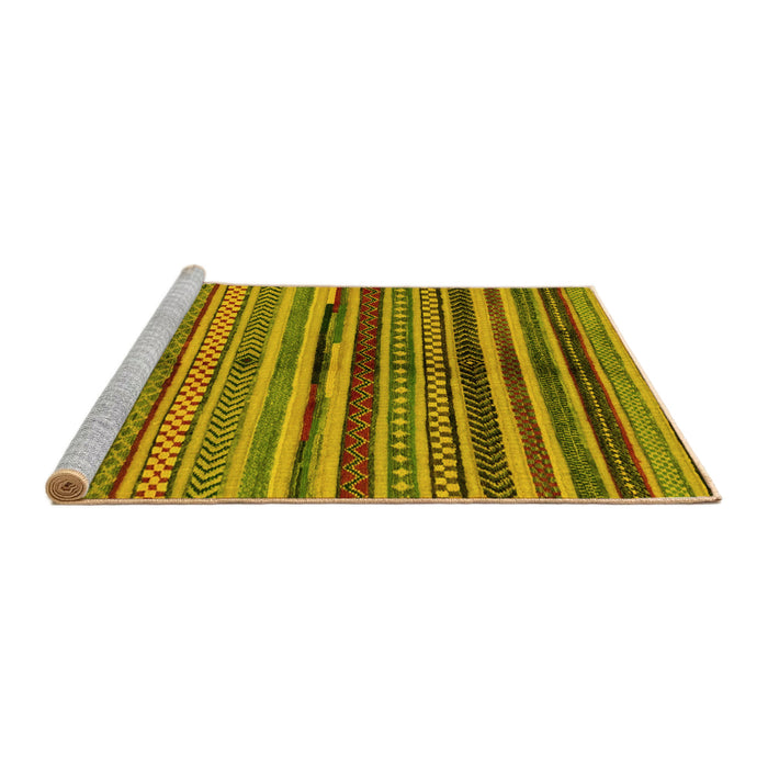 Sideview of Machine Washable Oriental Yellow Modern Rug, wshabs2254yw