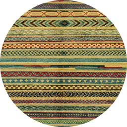 Round Abstract Dark Brown Oriental Rug, abs2254