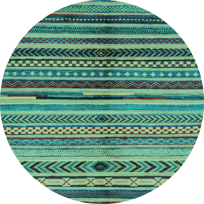 Round Oriental Light Blue Modern Rug, abs2254lblu