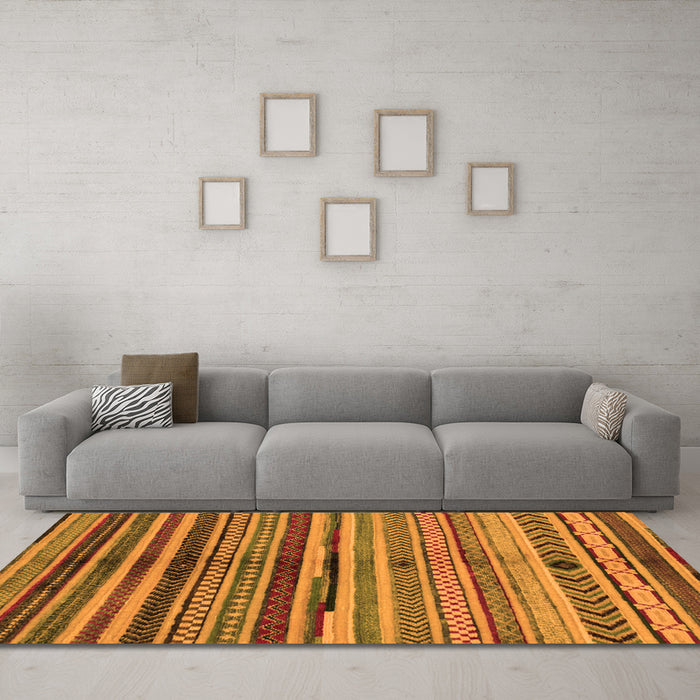 Machine Washable Oriental Orange Modern Area Rugs in a Living Room, wshabs2254org
