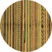 Round Oriental Brown Modern Rug, abs2254brn