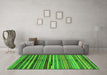 Machine Washable Oriental Green Modern Area Rugs in a Living Room,, wshabs2254grn