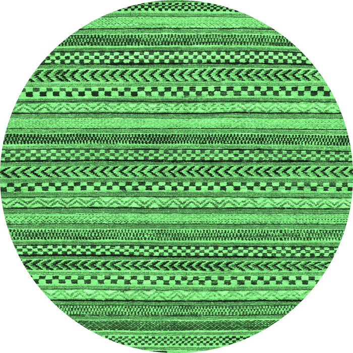 Round Machine Washable Oriental Emerald Green Modern Area Rugs, wshabs2255emgrn
